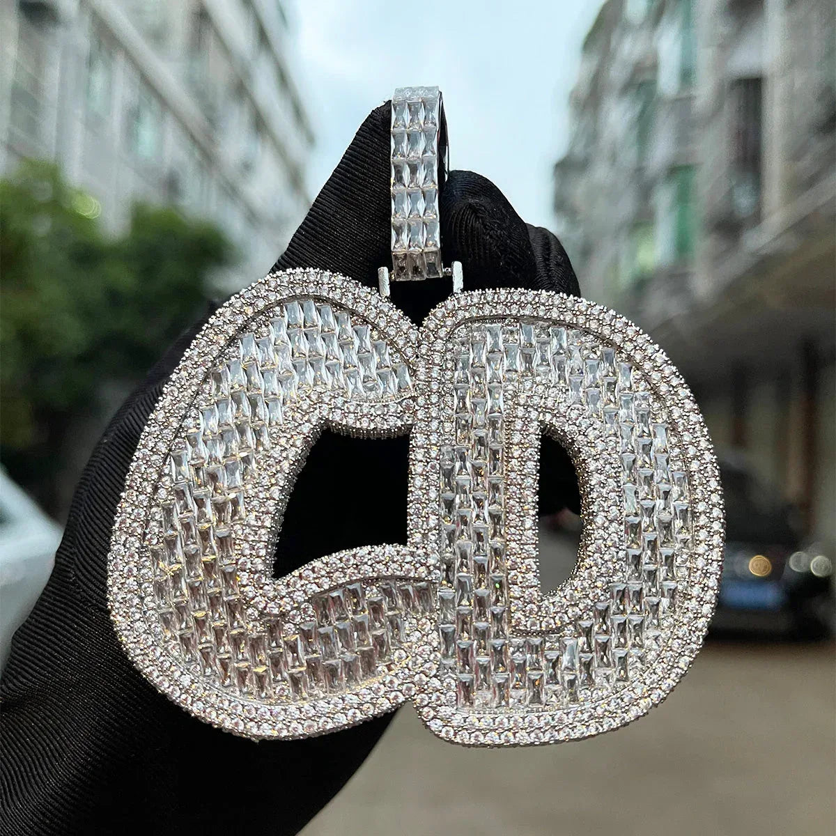 Big Baguette Iced Out Personalized Custom Name Necklace Pendant - Luxury Custom Jewelry - CaratixJewelry